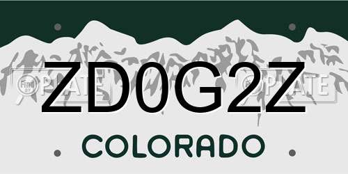 ZD0G2Z Colorado License Plate