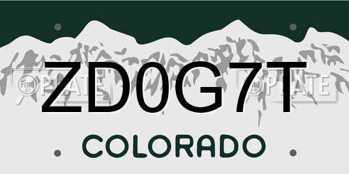 ZD0G7T Colorado License Plate