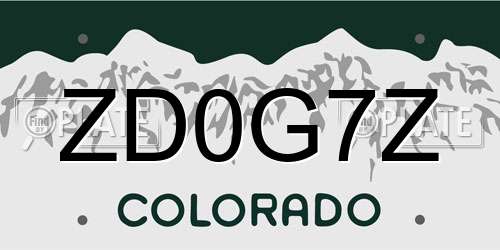 ZD0G7Z Colorado License Plate