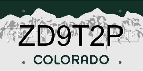 ZD9T2P Colorado License Plate