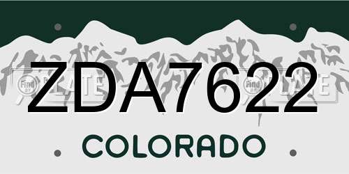 ZDA7622 Colorado License Plate
