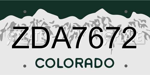 ZDA7672 Colorado License Plate