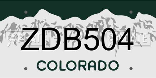 ZDB504 Colorado License Plate