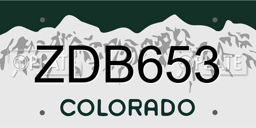 ZDB653 Colorado License Plate