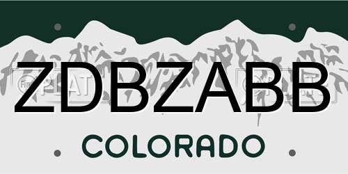ZDBZABB Colorado License Plate