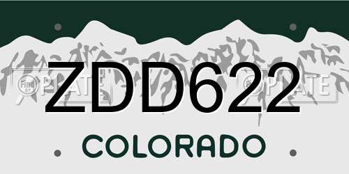 ZDD622 Colorado License Plate
