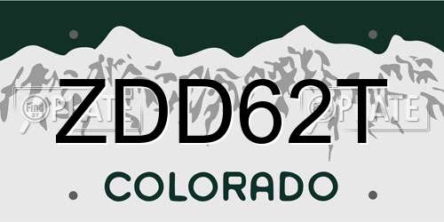 ZDD62T Colorado License Plate