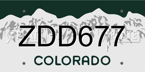 ZDD677 Colorado License Plate