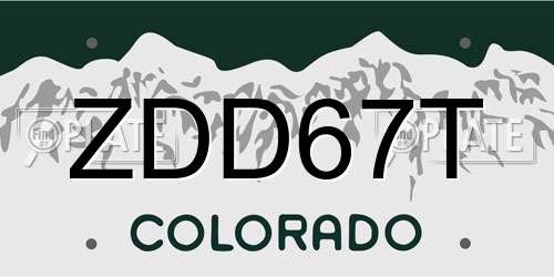 ZDD67T Colorado License Plate