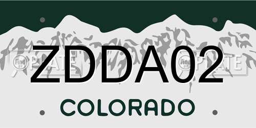 ZDDA02 Colorado License Plate