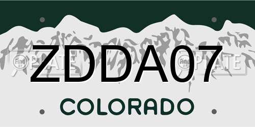 ZDDA07 Colorado License Plate
