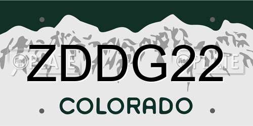 ZDDG22 Colorado License Plate