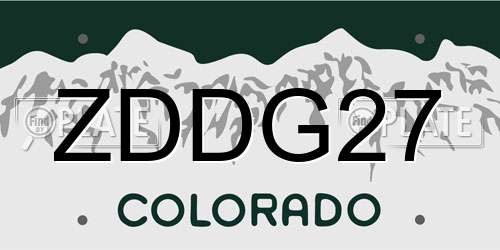 ZDDG27 Colorado License Plate