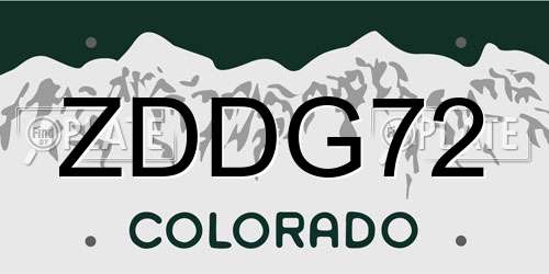 ZDDG72 Colorado License Plate