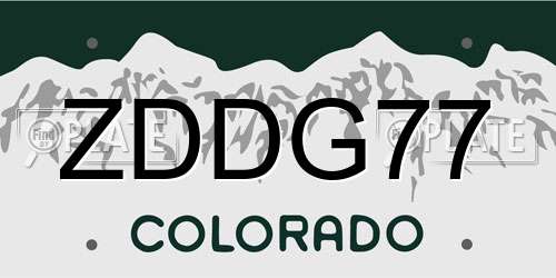 ZDDG77 Colorado License Plate