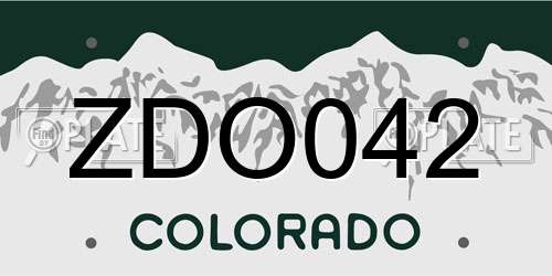 ZDO042 Colorado License Plate