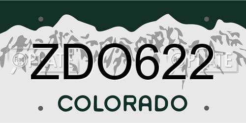 ZDO622 Colorado License Plate