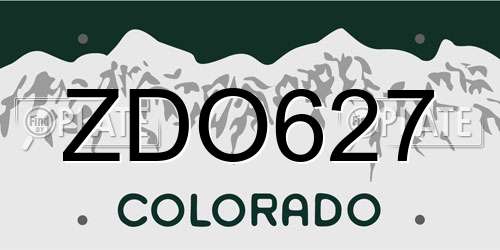 ZDO627 Colorado License Plate