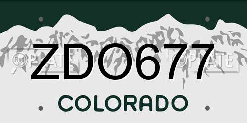 ZDO677 Colorado License Plate