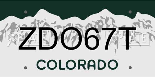 ZDO67T Colorado License Plate