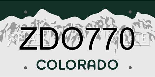 ZDO770 Colorado License Plate