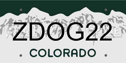 ZDOG22 Colorado License Plate