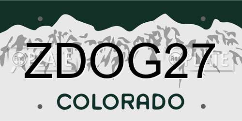 ZDOG27 Colorado License Plate