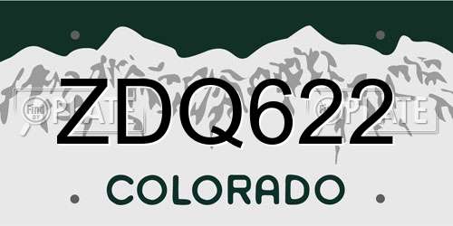 ZDQ622 Colorado License Plate