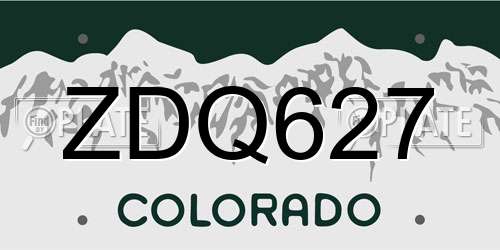 ZDQ627 Colorado License Plate