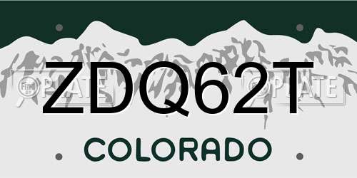ZDQ62T Colorado License Plate