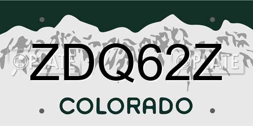 ZDQ62Z Colorado License Plate