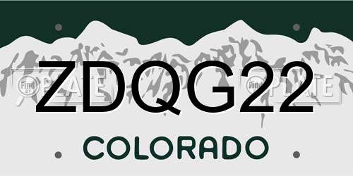 ZDQG22 Colorado License Plate