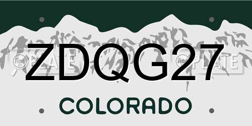 ZDQG27 Colorado License Plate