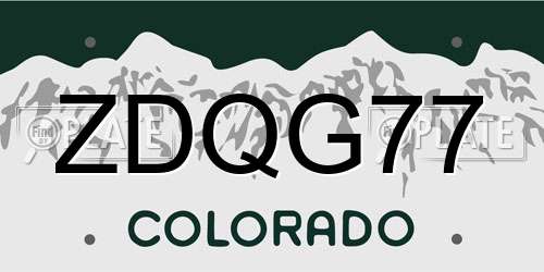 ZDQG77 Colorado License Plate