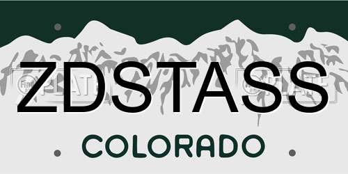 ZDSTASS Colorado License Plate