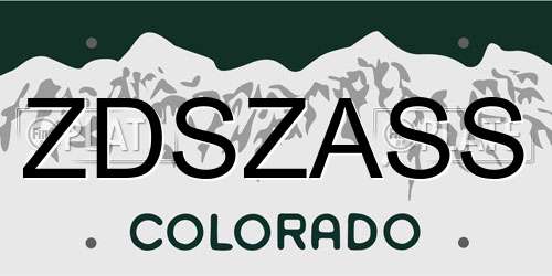 ZDSZASS Colorado License Plate