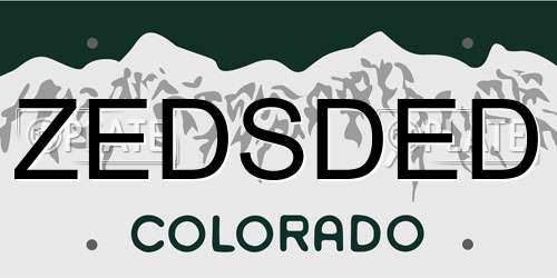 ZEDSDED Colorado License Plate