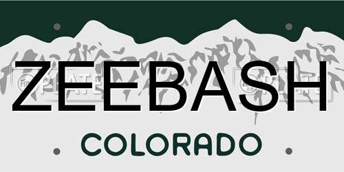 ZEEBASH Colorado License Plate