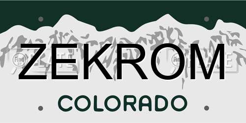 ZEKROM Colorado License Plate