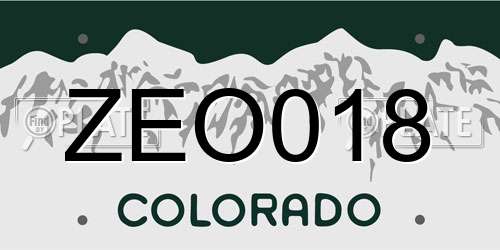 ZEO018 Colorado License Plate