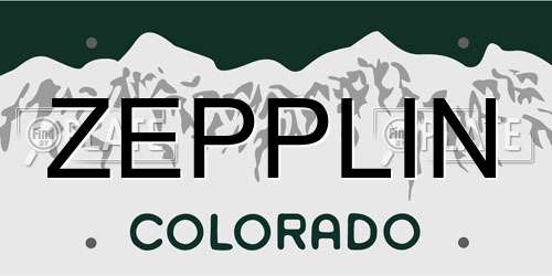 ZEPPLIN Colorado License Plate