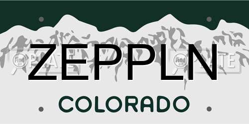 ZEPPLN Colorado License Plate