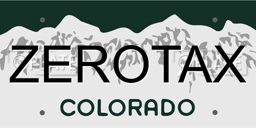 ZEROTAX Colorado License Plate