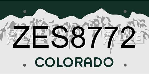 ZES8772 Colorado License Plate