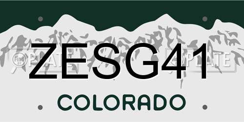 ZESG41 Colorado License Plate