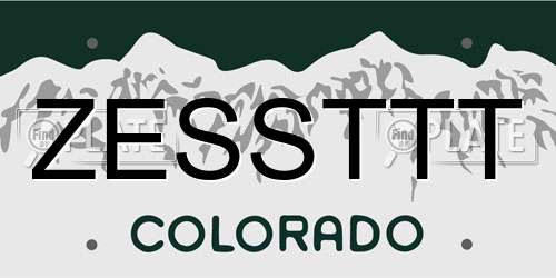 ZESSTTT Colorado License Plate
