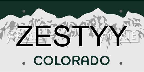 ZESTYY Colorado License Plate