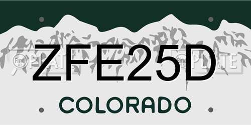 ZFE25D Colorado License Plate