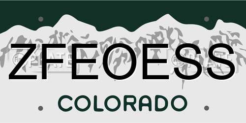 ZFEOESS Colorado License Plate