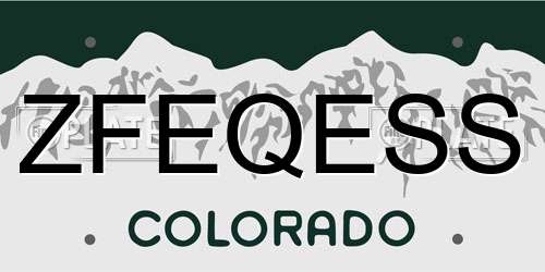 ZFEQESS Colorado License Plate